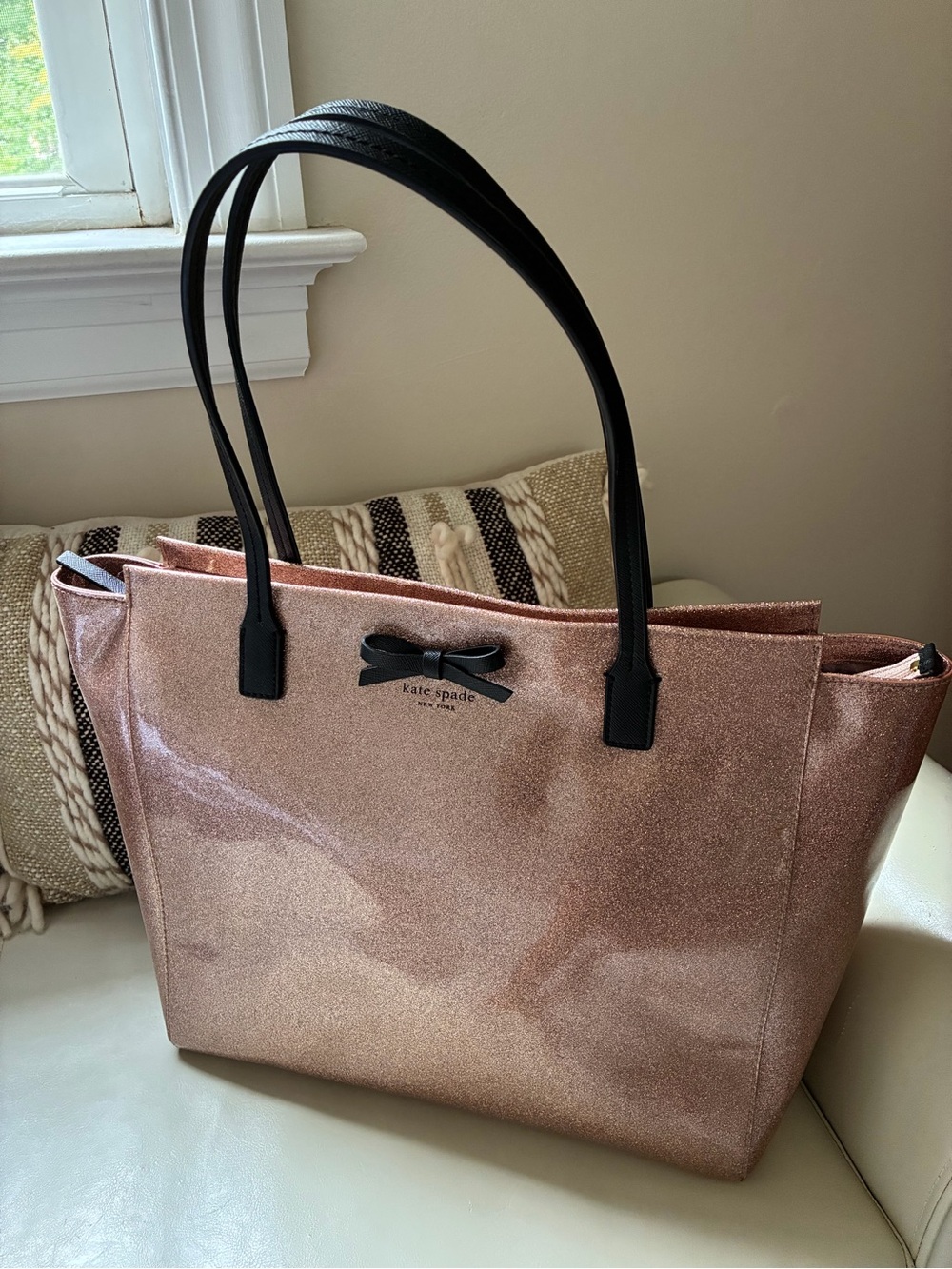 Kate Spade Rose Gold Glitter Tote Bag with Wallet - Picture 3 of 12
